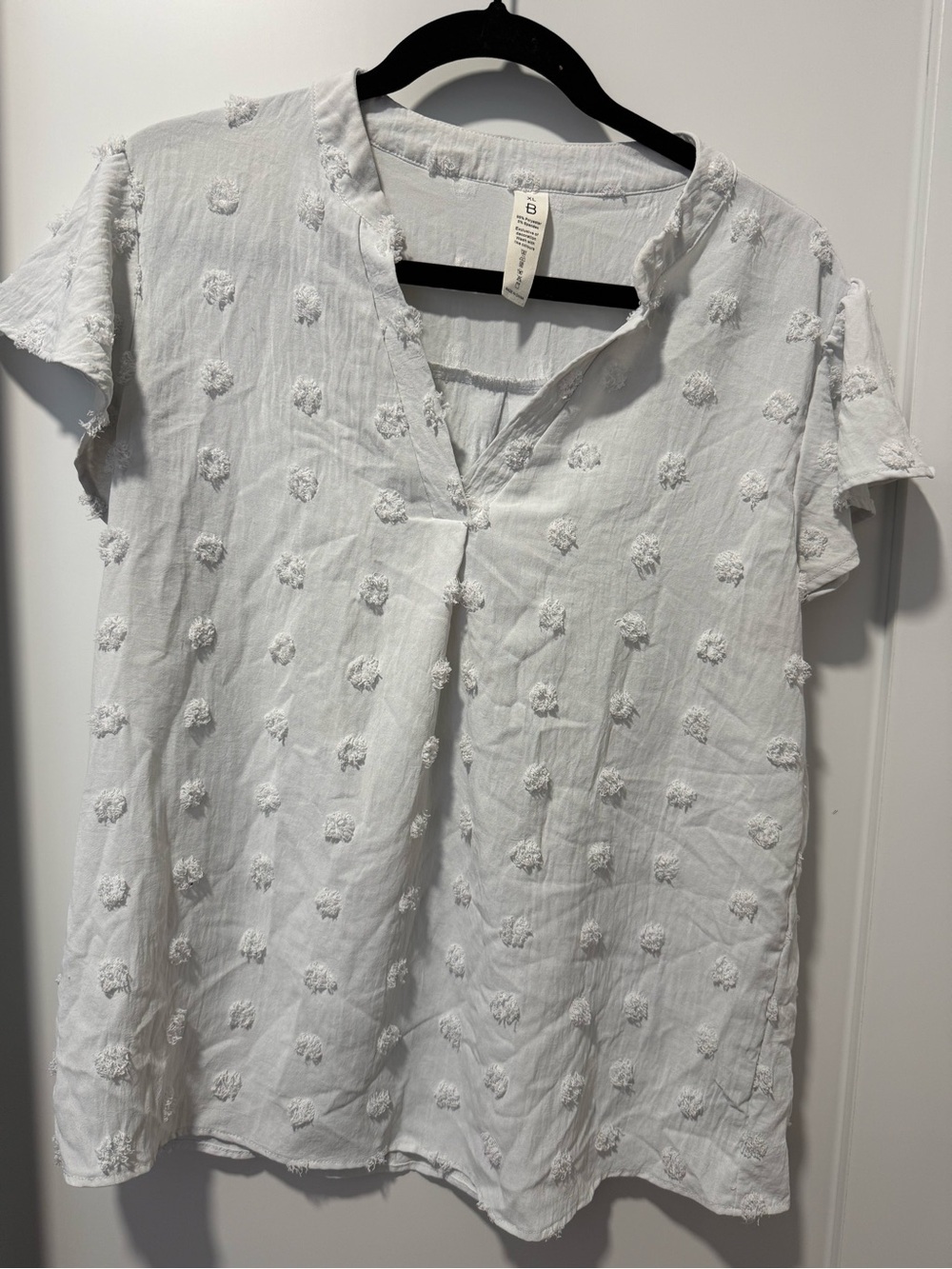 Lightweight Pale Blue Textured Dot Blouse